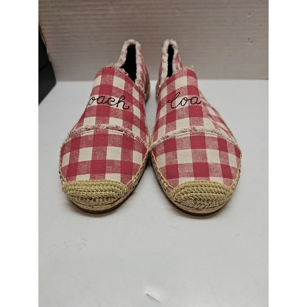 COACH‎ CELINA GINGHAM ESPADRILLE STRAWBERRY/CHALK SHOES WOMEN'S SIZE 11
